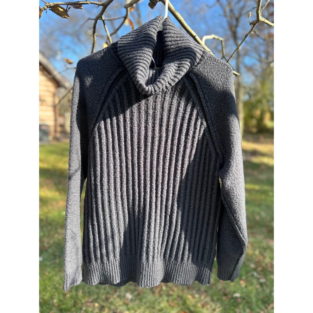 Free People Big City Turtleneck Womens| Oversized Sweater Grey Cotton Blend | XS